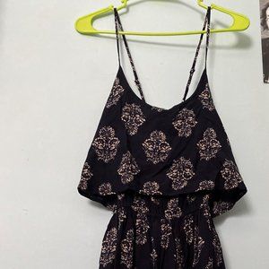 Navy and Mauve BOHO Smocked Spaghetti Strap Dress